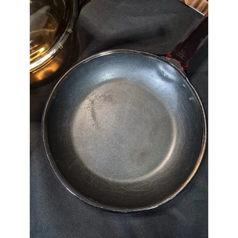 Vintage CorningWare Vision Amber Glass Saucepans & Skillet Cookware 6 +4 Lids